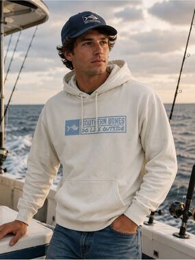 Southern Bones Cream outdoors Hoodie men’s fishing sweatshirt New